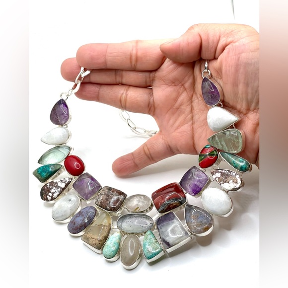 Muti-Gemstone Statement Necklace - Picture 7 of 15